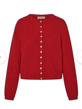 Sonderhaus Red Button-Front Knit Harbor Cardigan